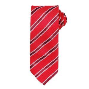 Premier Mens Stripe Waffle Tie / Red/Burgundy
